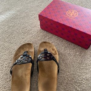 Tory Burch Miller Cloud Patent Leather Cork Sandals. Size 9